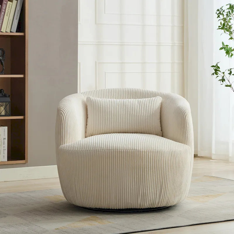 Fauteuil pivotant en velours côtelé