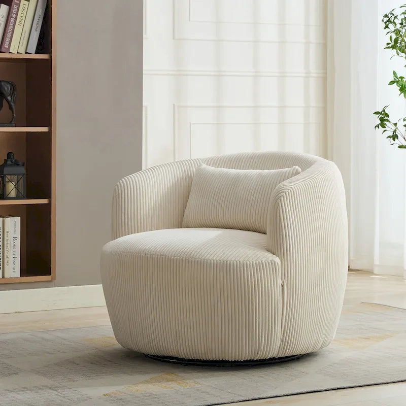 Fauteuil pivotant en velours côtelé