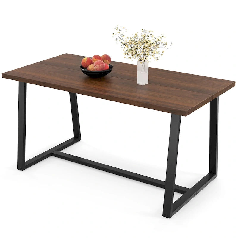 Table de salle à manger Costway 63 pour 4 à 6 personnes, plateau en métal robuste - Voir les détails