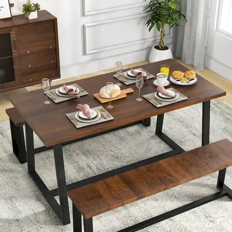 Table de salle à manger Costway 63 pour 4 à 6 personnes, plateau en métal robuste - Voir les détails