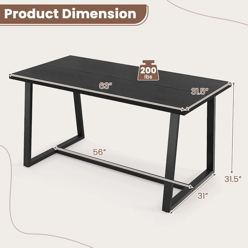 Table de salle à manger Costway 63 pour 4 à 6 personnes, plateau en métal robuste - Voir les détails