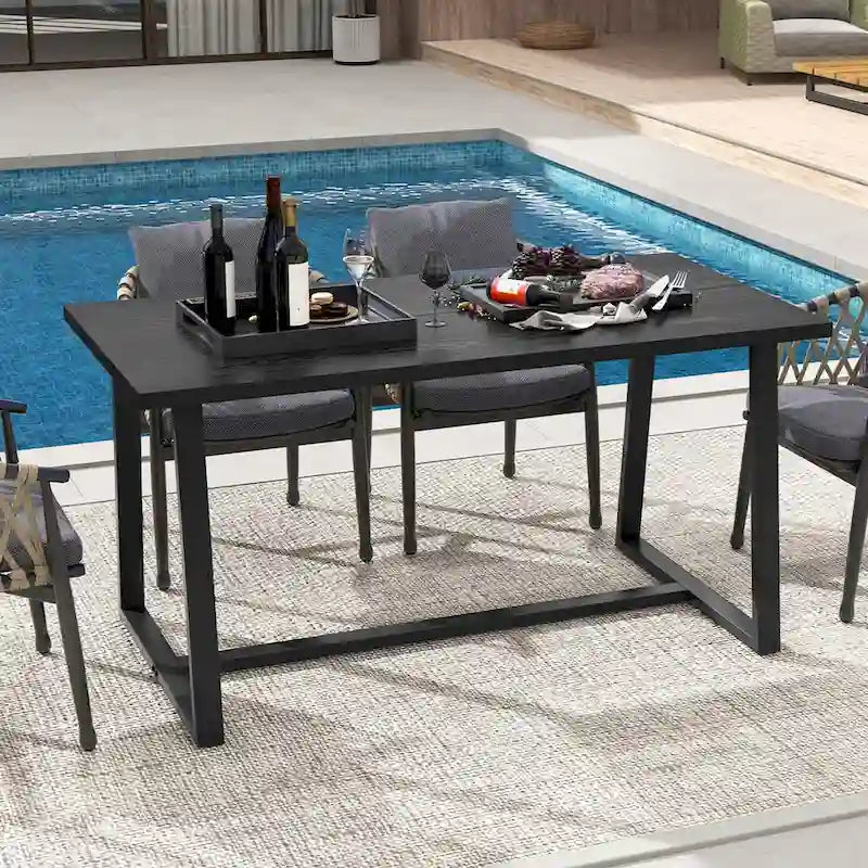 Table de salle à manger Costway 63 pour 4 à 6 personnes, plateau en métal robuste - Voir les détails