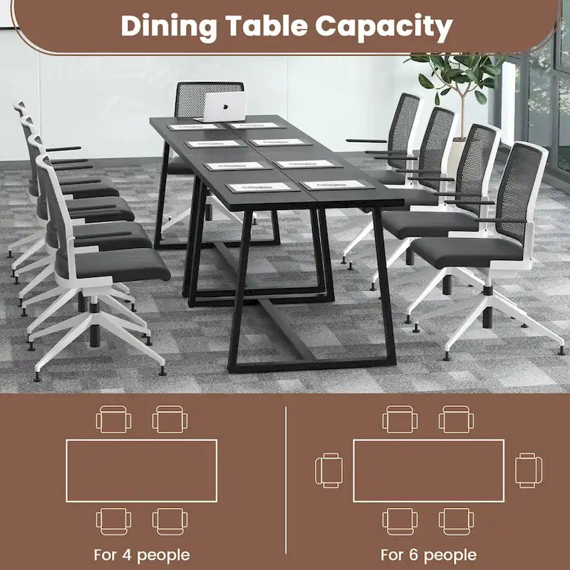 Table de salle à manger Costway 63 pour 4 à 6 personnes, plateau en métal robuste - Voir les détails