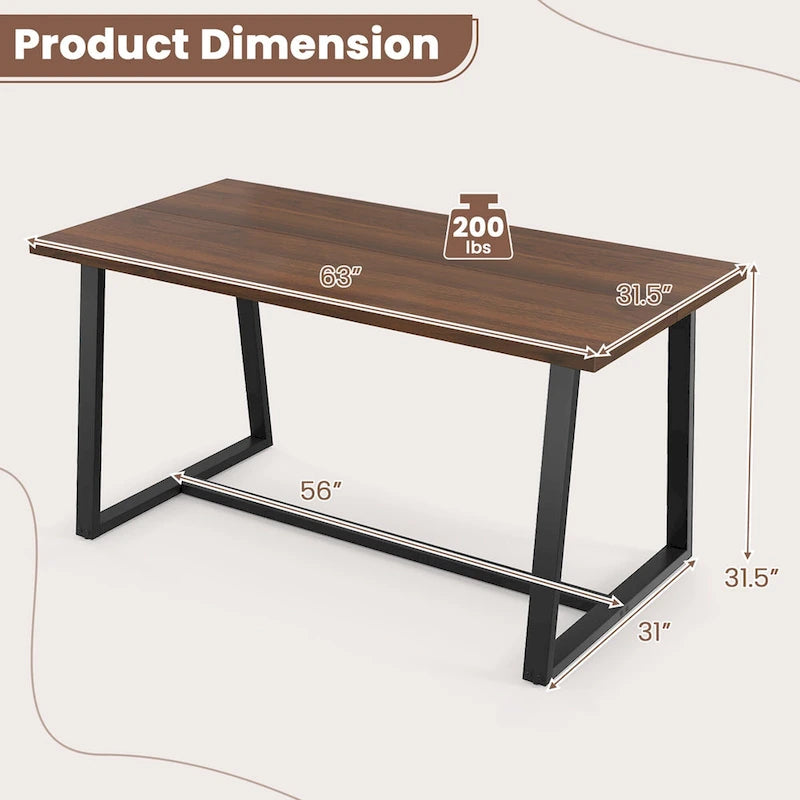 Table de salle à manger Costway 63 pour 4 à 6 personnes, plateau en métal robuste - Voir les détails