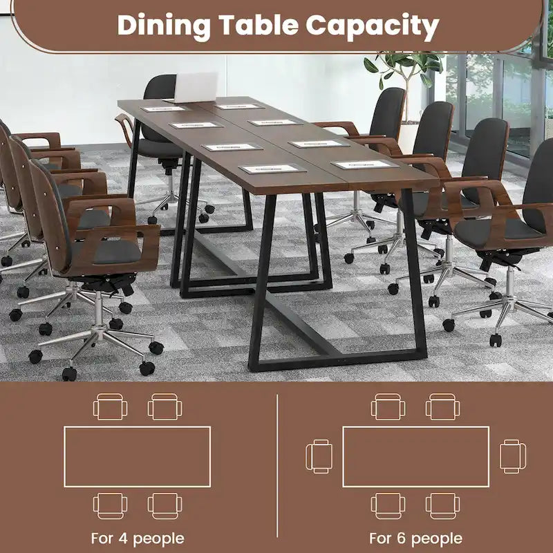 Table de salle à manger Costway 63 pour 4 à 6 personnes, plateau en métal robuste - Voir les détails