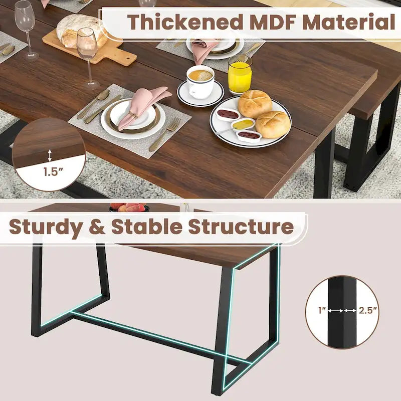 Table de salle à manger Costway 63 pour 4 à 6 personnes, plateau en métal robuste - Voir les détails