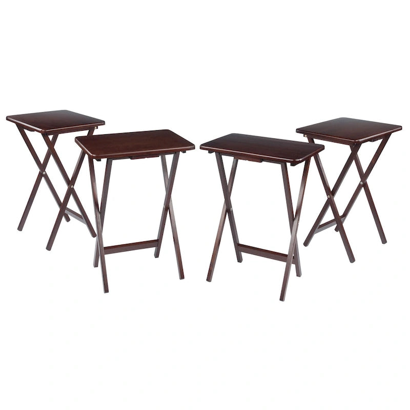 Ensemble de 4 tables basses pliantes individuelles en noyer antique riche 25,75