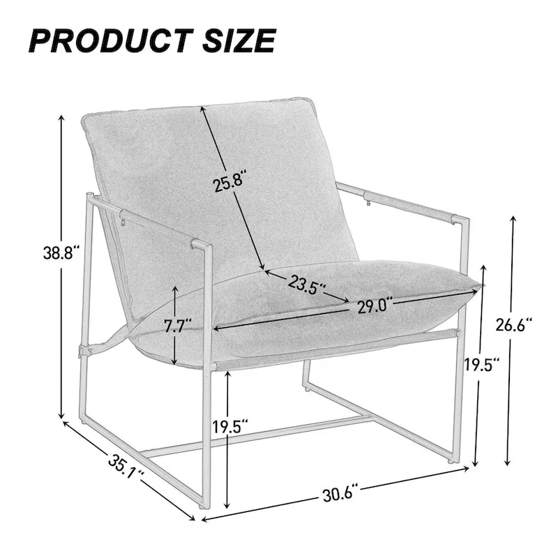 Fauteuil d'appoint à structure métallique, fauteuil suspendu avec coussin de sac