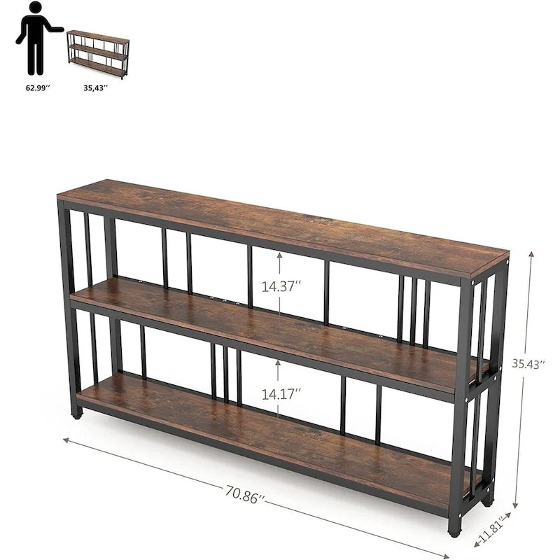 Console à 3 niveaux, table d'entrée/de salon de 70 cm de hauteur, idéale pour un salon ou un séjour.