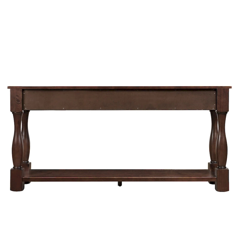 Console longue en bois avec 3 tiroirs et 1 étagère inférieure