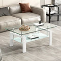 Table basse en verre trempé à 2 plateaux - 23,62 x 39,37 x 17,32