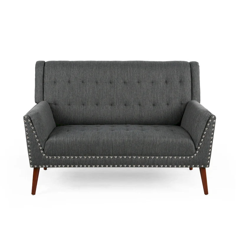 Canapé en tissu Braymer style moderne du milieu du siècle avec garniture cloutée par Christopher Knight Home