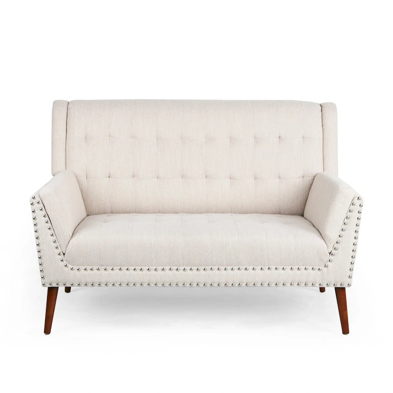 Canapé en tissu Braymer style moderne du milieu du siècle avec garniture cloutée par Christopher Knight Home