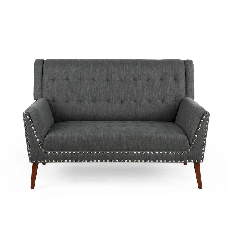 Canapé en tissu Braymer style moderne du milieu du siècle avec garniture cloutée par Christopher Knight Home
