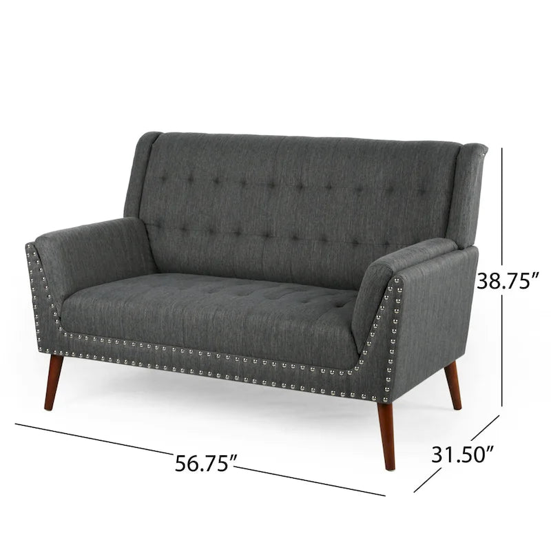 Canapé en tissu Braymer style moderne du milieu du siècle avec garniture cloutée par Christopher Knight Home