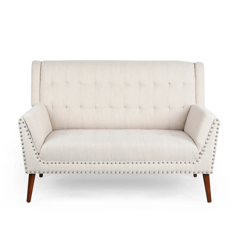 Canapé en tissu Braymer style moderne du milieu du siècle avec garniture cloutée par Christopher Knight Home