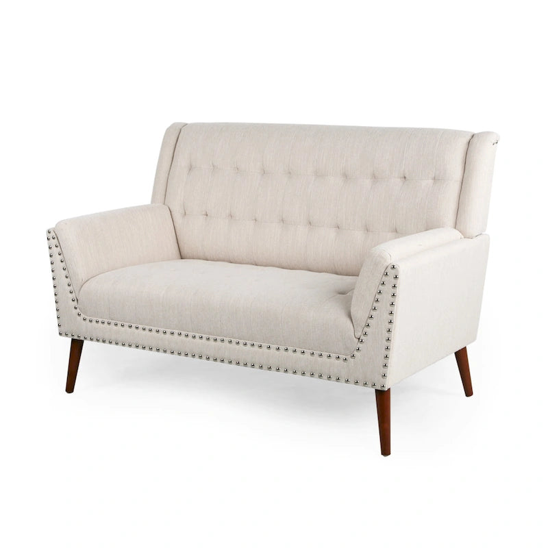 Canapé en tissu Braymer style moderne du milieu du siècle avec garniture cloutée par Christopher Knight Home