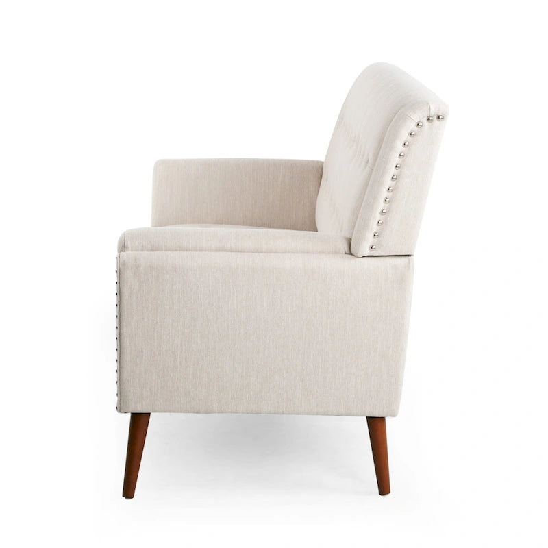 Canapé en tissu Braymer style moderne du milieu du siècle avec garniture cloutée par Christopher Knight Home
