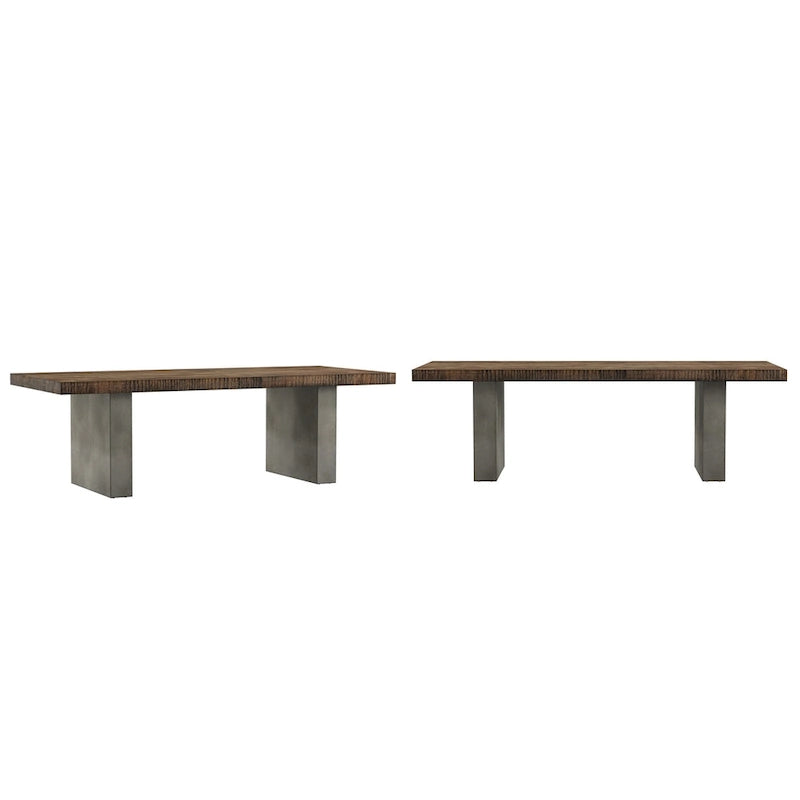 Podgorica Reclaimed Wood and Concrete Dining Table - Brown