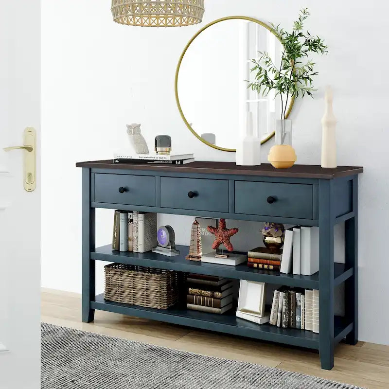 Console avec 2 étagères ouvertes - 16,00 x 50,00 x 30,00