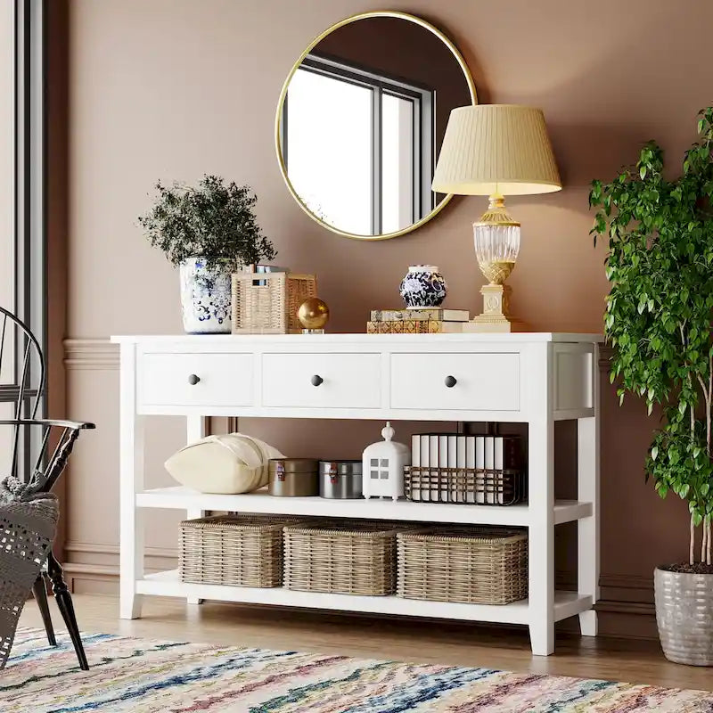 Console avec 2 étagères ouvertes - 16,00 x 50,00 x 30,00