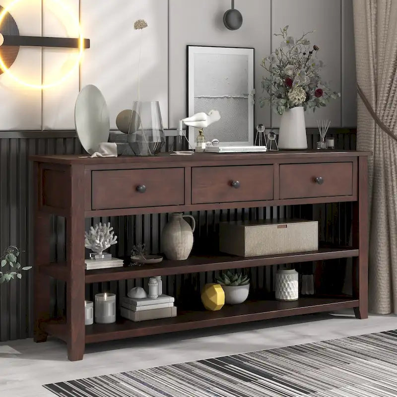 Console avec 2 étagères ouvertes - 16,00 x 50,00 x 30,00