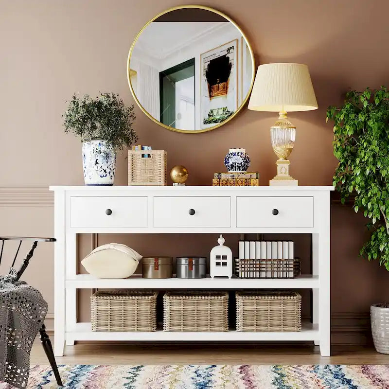 Console avec 2 étagères ouvertes - 16,00 x 50,00 x 30,00