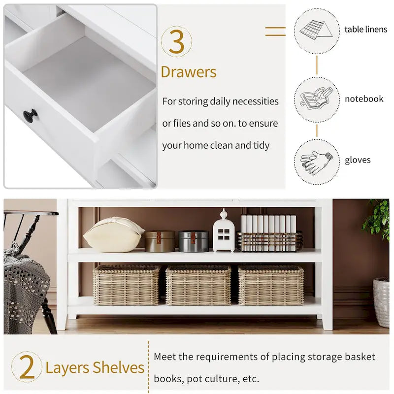 Console avec 2 étagères ouvertes - 16,00 x 50,00 x 30,00
