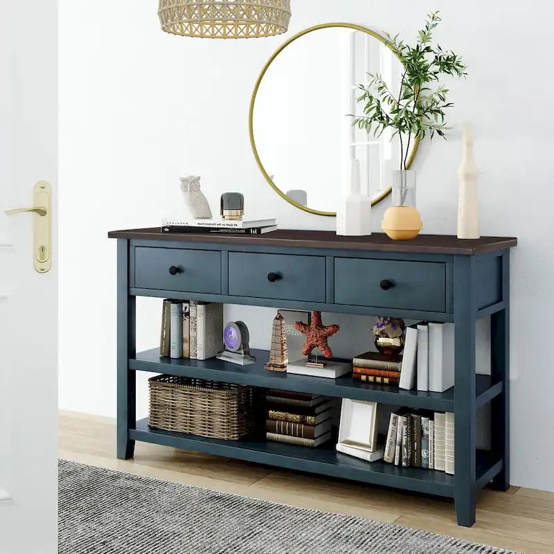 Console avec 2 étagères ouvertes - 16,00 x 50,00 x 30,00