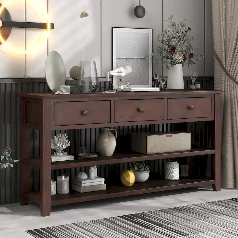 Console avec 2 étagères ouvertes - 16,00 x 50,00 x 30,00