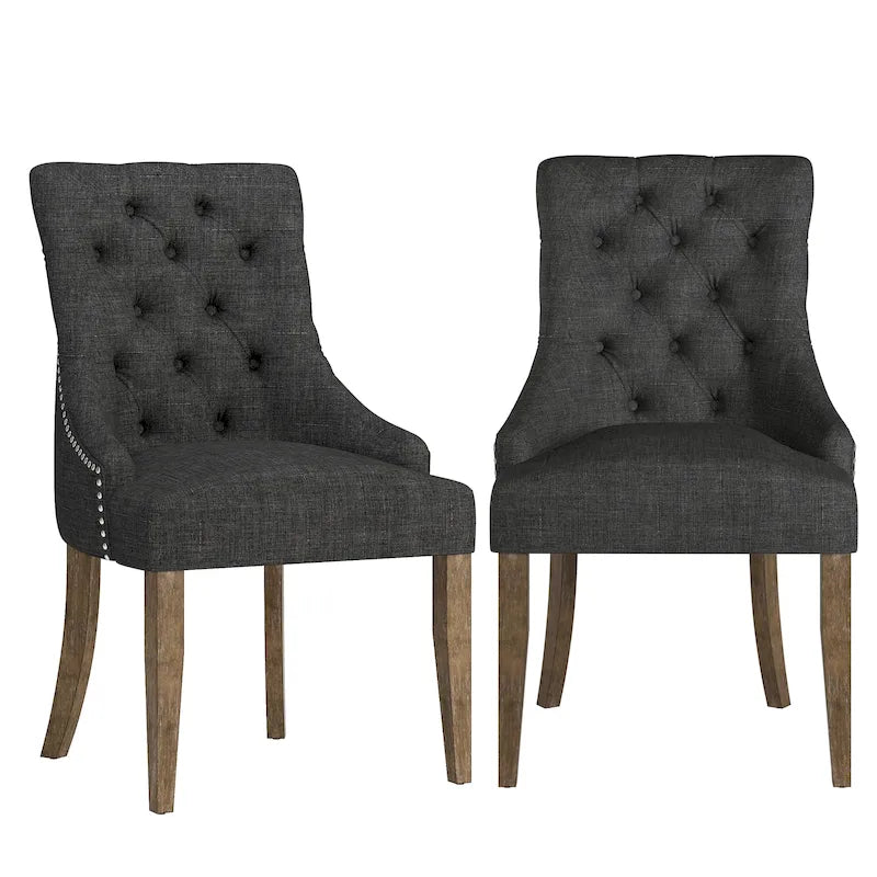 Chaises de salle à manger Krakova en lin capitonné à dossier incurvé (lot de 2)