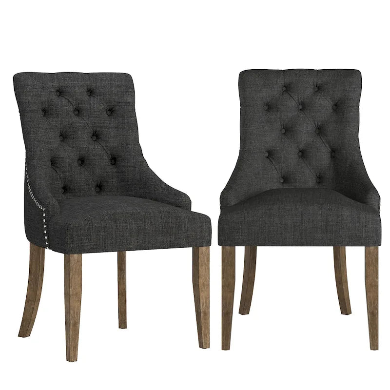 Chaises de salle à manger Krakova en lin capitonné à dossier incurvé (lot de 2)