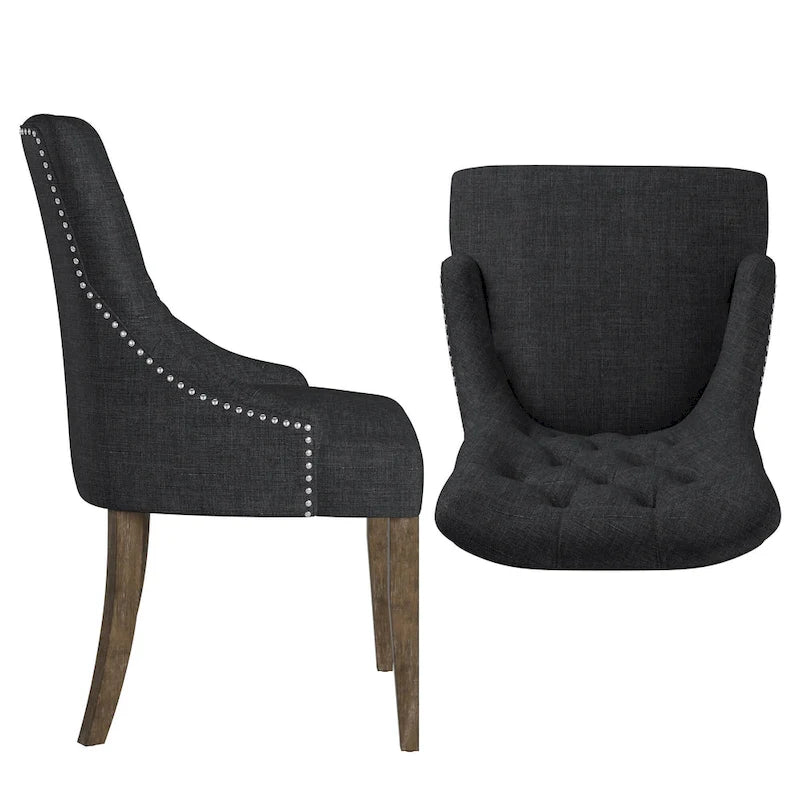 Chaises de salle à manger Krakova en lin capitonné à dossier incurvé (lot de 2)