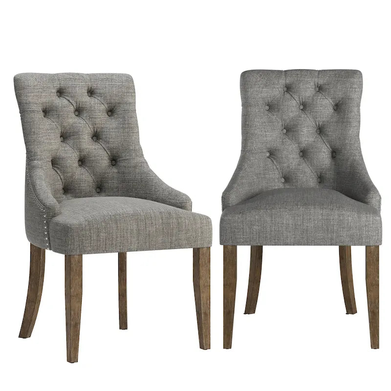 Chaises de salle à manger Krakova en lin capitonné à dossier incurvé (lot de 2)