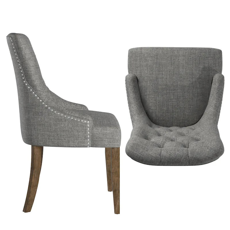Chaises de salle à manger Krakova en lin capitonné à dossier incurvé (lot de 2)