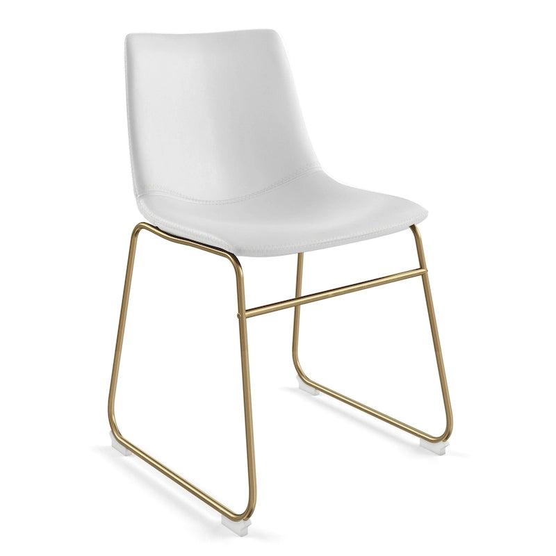 Chaises d'appoint Petra en cuir végétalien avec pieds dorés (lot de 2)