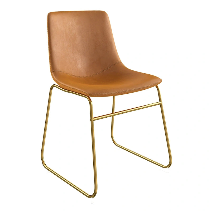 Chaises d'appoint Petra en cuir végétalien avec pieds dorés (lot de 2)