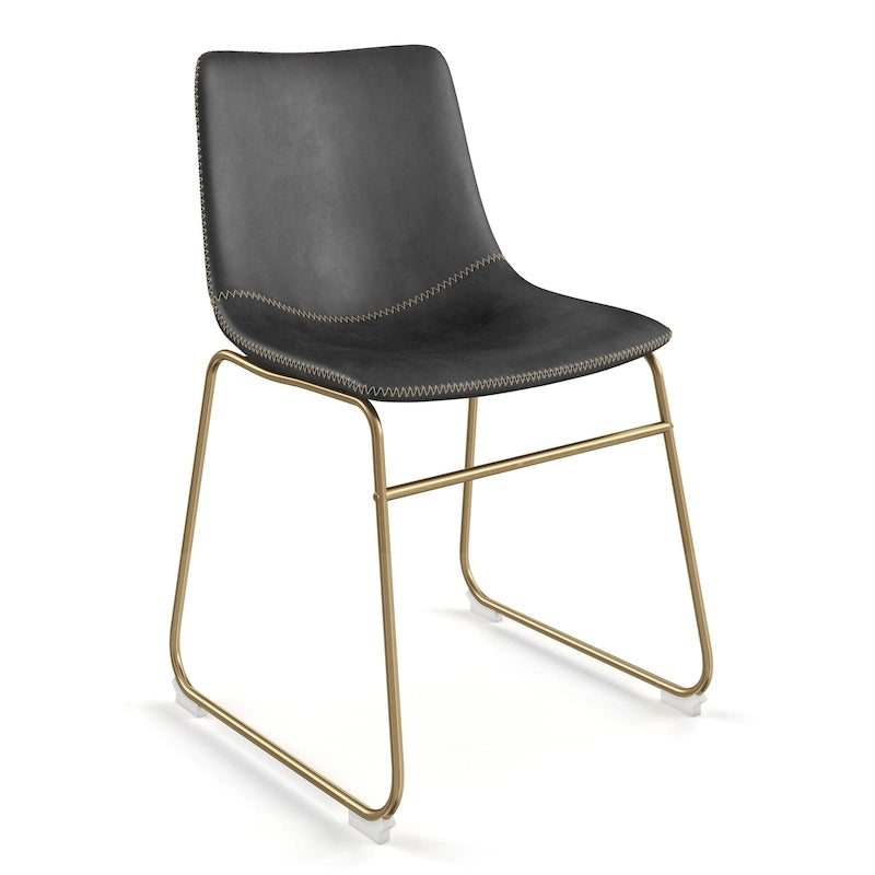 Chaises d'appoint Petra en cuir végétalien avec pieds dorés (lot de 2)