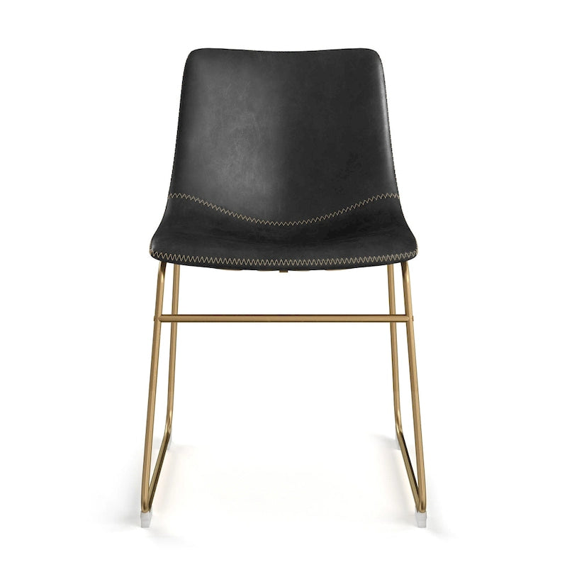Chaises d'appoint Petra en cuir végétalien avec pieds dorés (lot de 2)