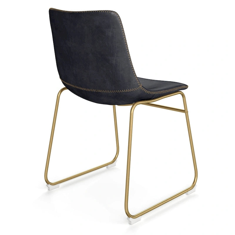 Chaises d'appoint Petra en cuir végétalien avec pieds dorés (lot de 2)