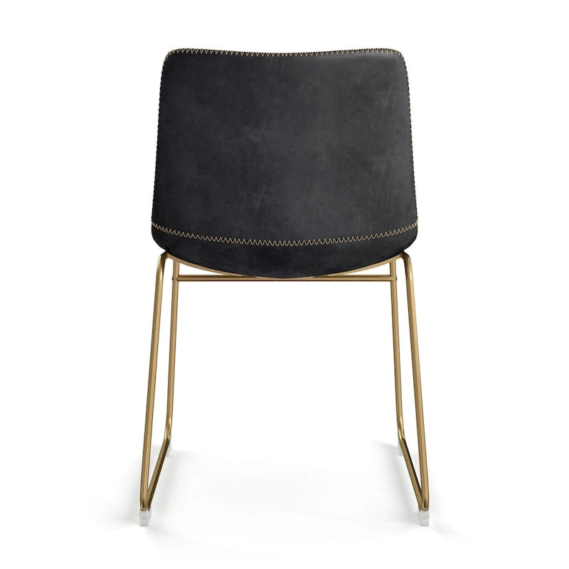 Chaises d'appoint Petra en cuir végétalien avec pieds dorés (lot de 2)