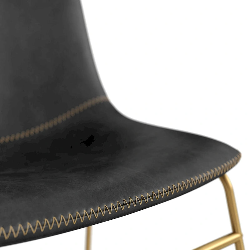Chaises d'appoint Petra en cuir végétalien avec pieds dorés (lot de 2)