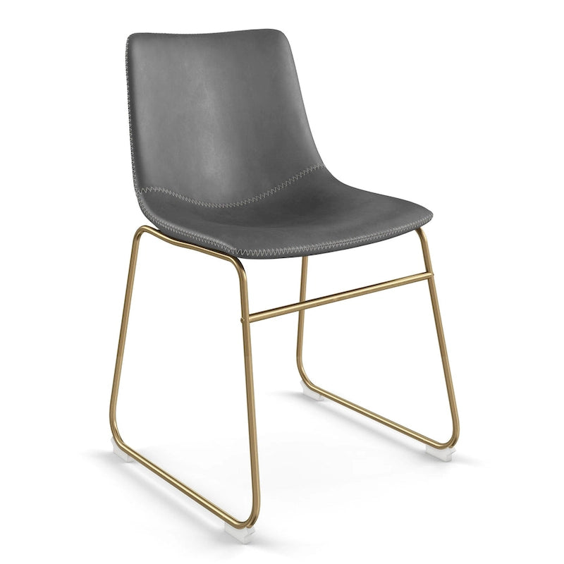Chaises d'appoint Petra en cuir végétalien avec pieds dorés (lot de 2)