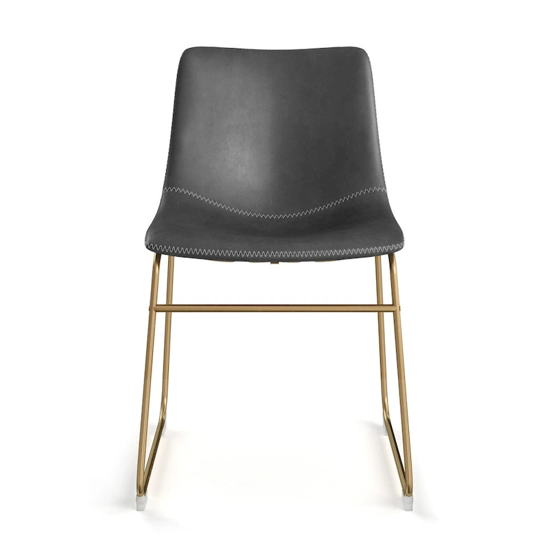 Chaises d'appoint Petra en cuir végétalien avec pieds dorés (lot de 2)