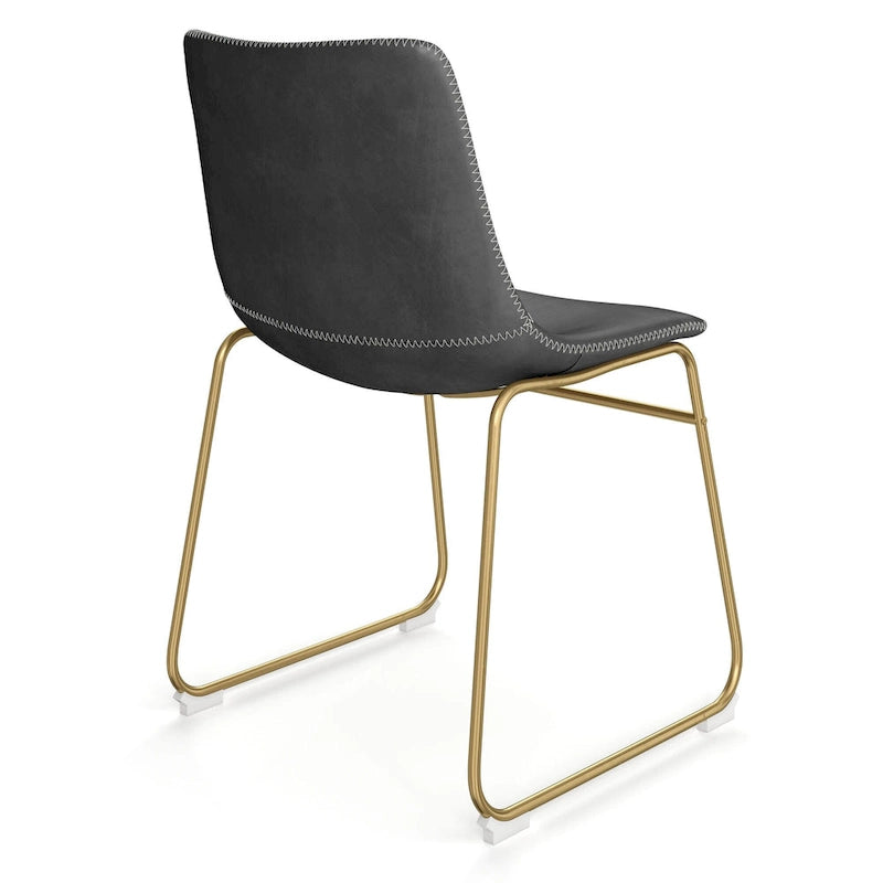 Chaises d'appoint Petra en cuir végétalien avec pieds dorés (lot de 2)