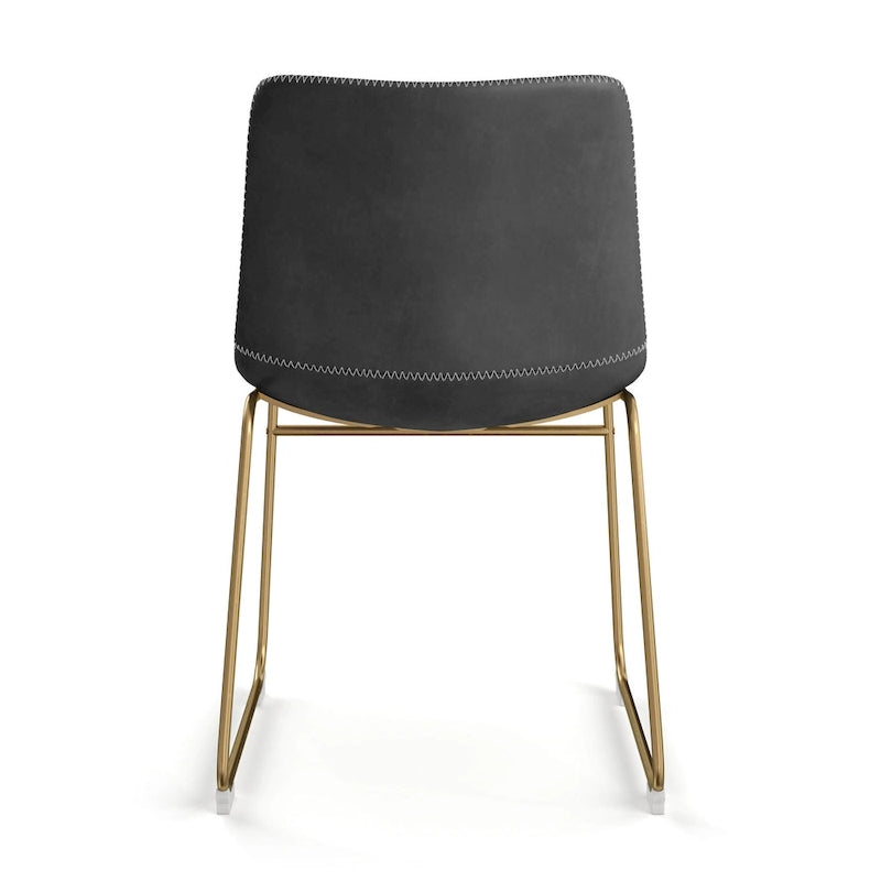 Chaises d'appoint Petra en cuir végétalien avec pieds dorés (lot de 2)