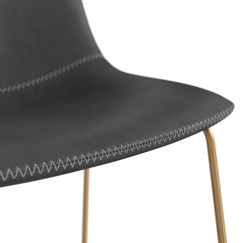 Chaises d'appoint Petra en cuir végétalien avec pieds dorés (lot de 2)