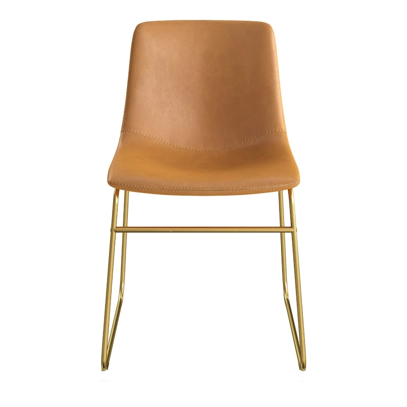 Chaises d'appoint Petra en cuir végétalien avec pieds dorés (lot de 2)