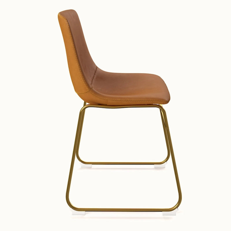 Chaises d'appoint Petra en cuir végétalien avec pieds dorés (lot de 2)
