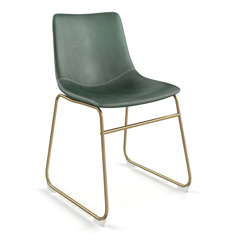 Chaises d'appoint Petra en cuir végétalien avec pieds dorés (lot de 2)